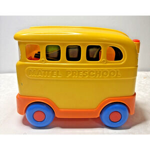 Vintage Mattel Preschool Yellow School Bus – 1970s– Chunky Toy Vehicle